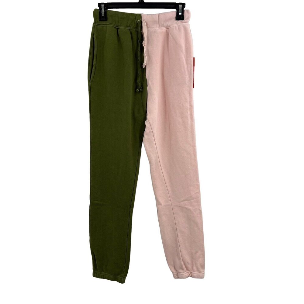 La Detresse‎ Lovers Two Tone Green Pink Sweatpants XS New